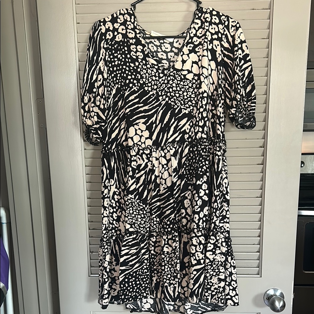 Primark Black and White Patterned Mini Dress